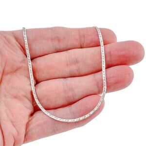 Vintage Italian Sterling Silver 925 Herringbone Chain Necklace 20 Inches